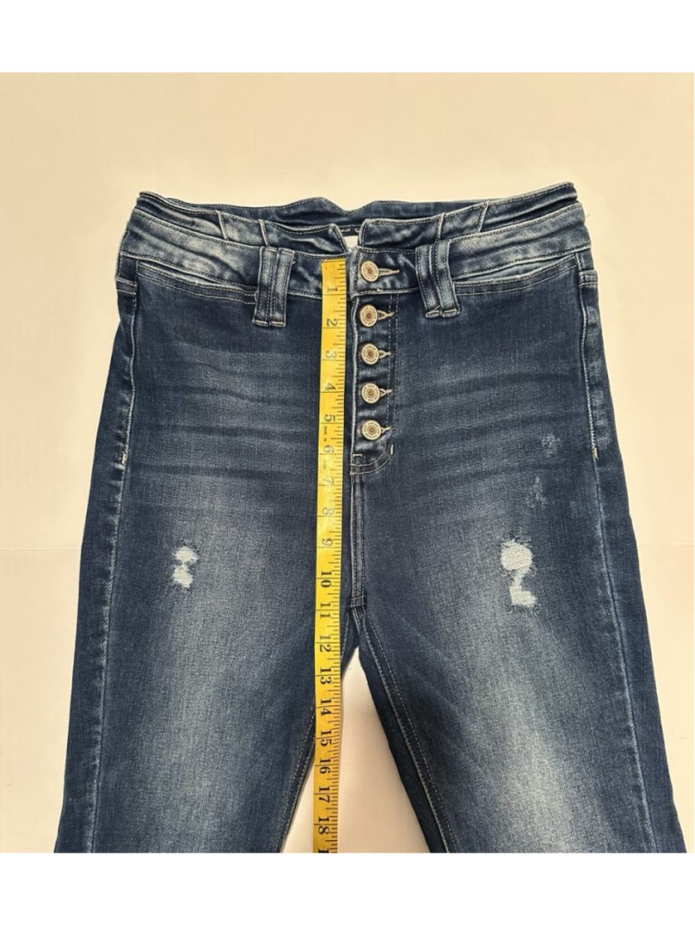 Maurices KanCan Flare Jeans Raw Hem Womens 27 Blue High Rise Denim Hippie Retro - Picture 9 of 16